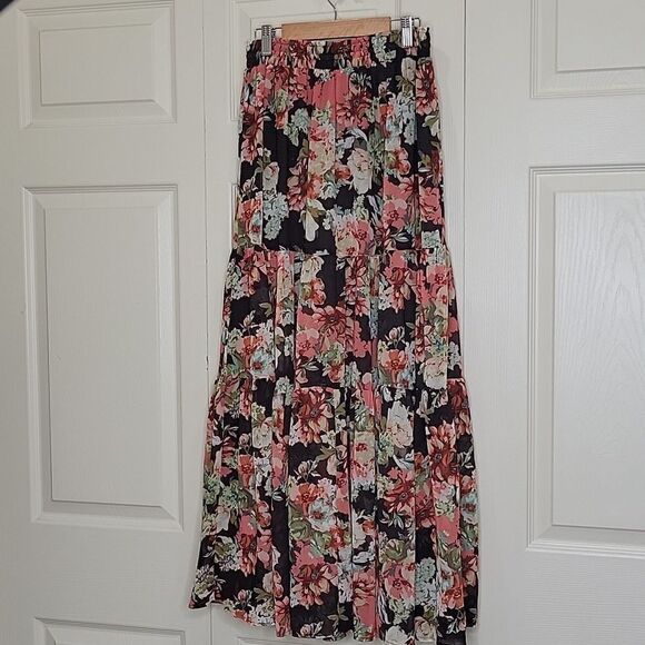 DRESS FORUM Brown and Orange Floral Maxi Skirt Size Small - Picture 7 of 10